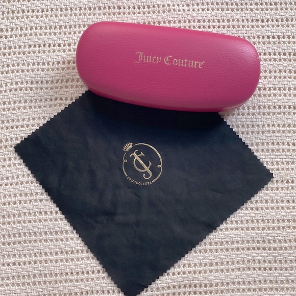 An Authentic Juicy Couture Pink Eye Glass Case with Black Cleaner Wipe ! - Picture 3 of 6